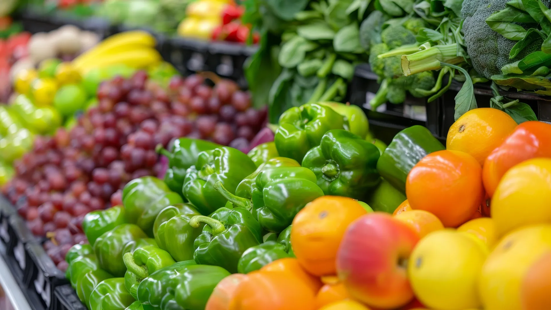 colorful-fruits-and-vegetables-in-grocery-store-produce-aisle-1 Some Fruits Raise Pesticide Levels